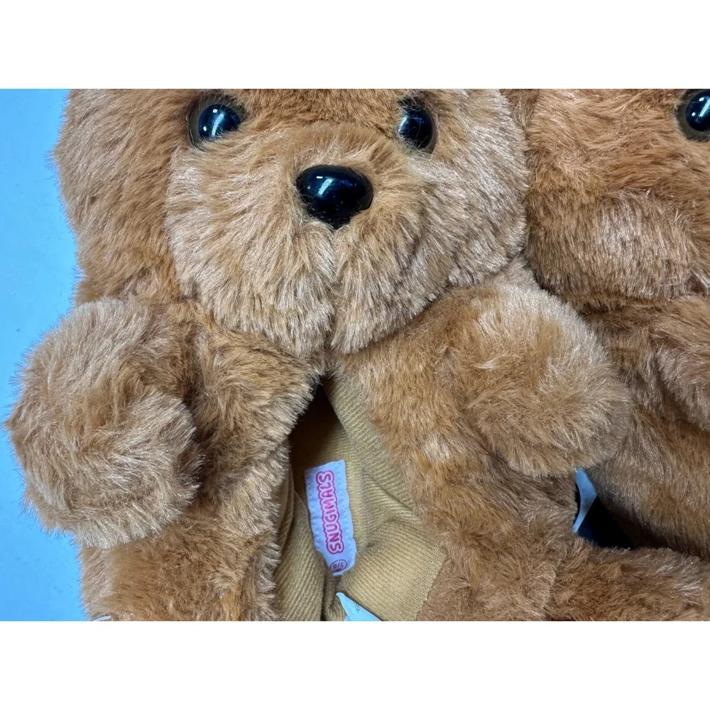Snugimals Kids Teddy Bear Plush Slippers Brown Faux Fur Medium 7-8 SNL-105-CM